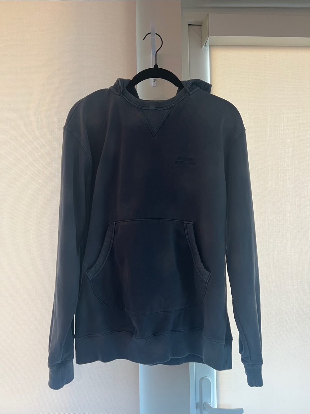 Washed Navy Crewneck Sweatshirt with Front Pocket